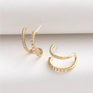Madewell Demi-Fine Pavé Double Hoop Earrings READ